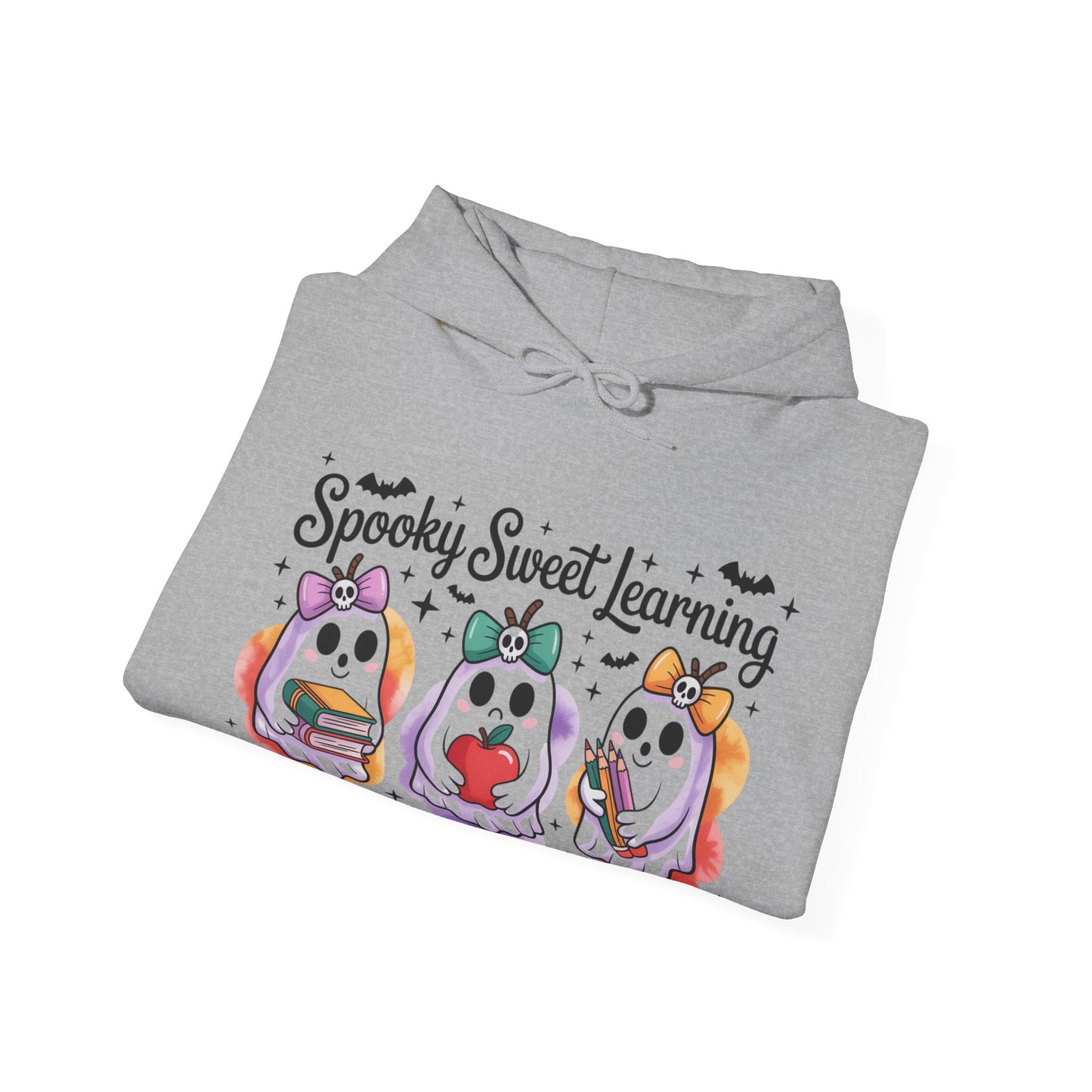 Spooky Sweet Learning Hoodie, Halloween Sweatshirt, Cute Ghost Design, Unisex Pullover, Cozy Gift for Teachers, Fun Spooky Season Apparel