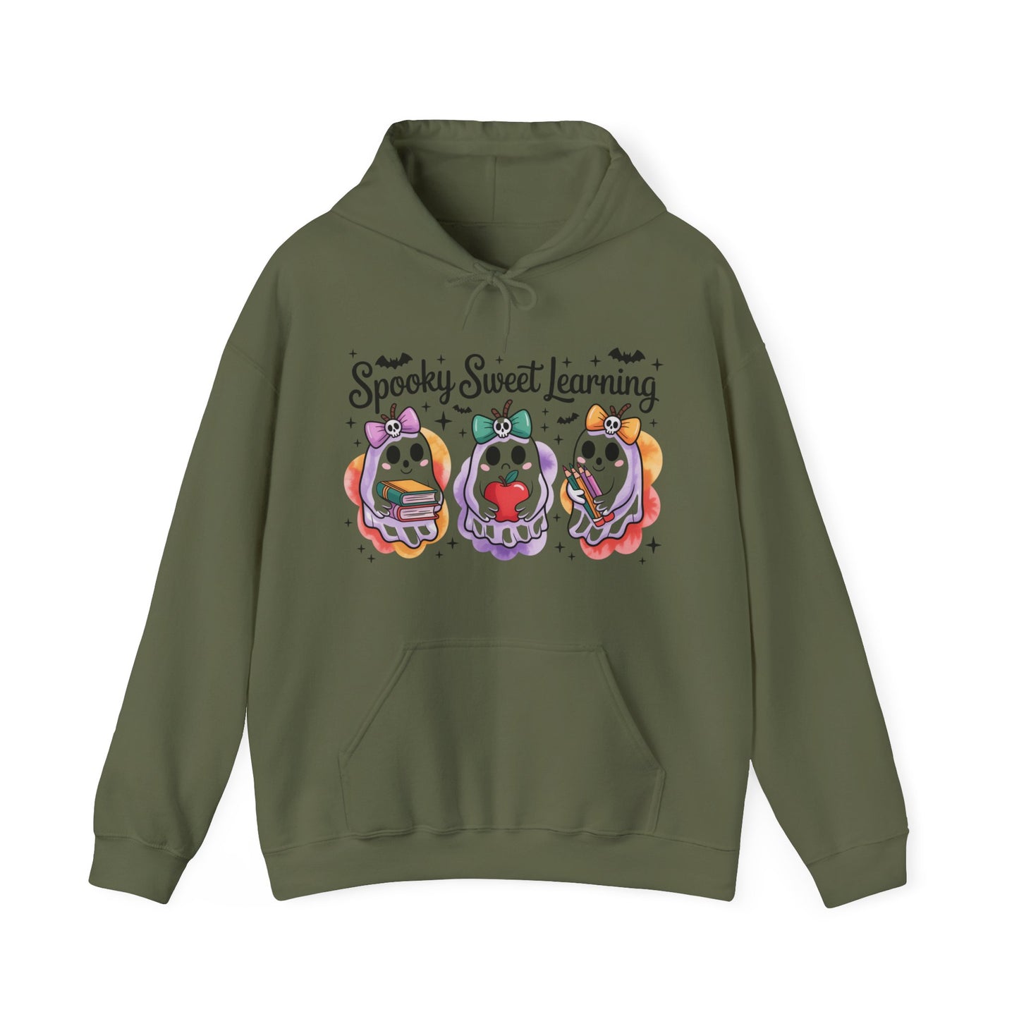 Spooky Sweet Learning Hoodie, Halloween Sweatshirt, Cute Ghost Design, Unisex Pullover, Cozy Gift for Teachers, Fun Spooky Season Apparel