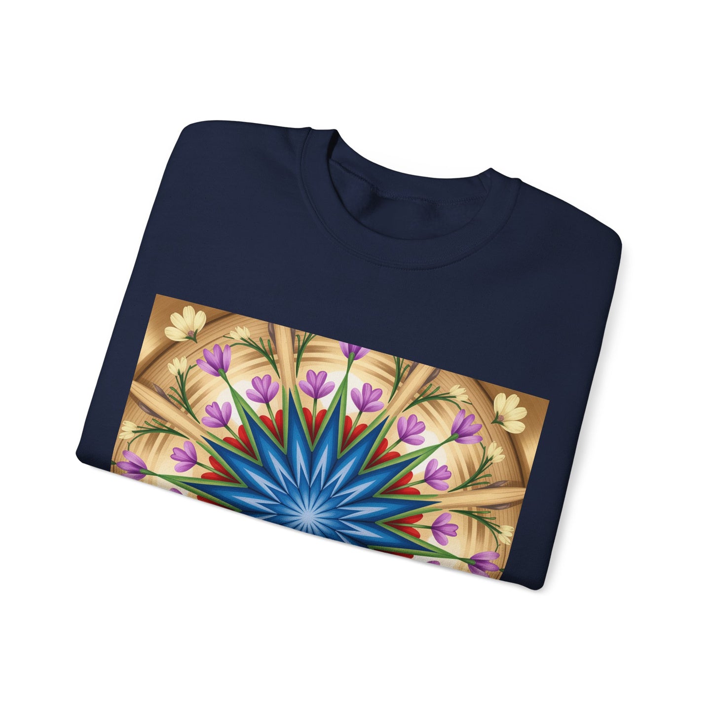 Kaleidoscope Floral Crewneck Sweatshirt, Cozy Sweater for Casual Style, Spring Fashion, Gift for Her, Mandala Art