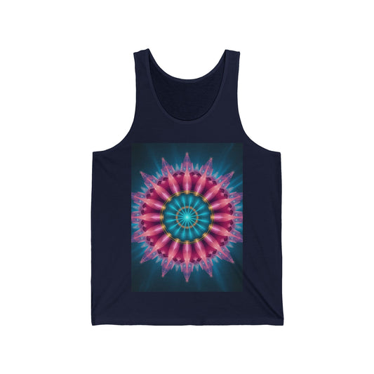 Colorful Mandala Women's Jersey Tank Top, Bohemian Style, Festival Wear, Beach Day Apparel, Unique Graphic Tee, Summer Essential