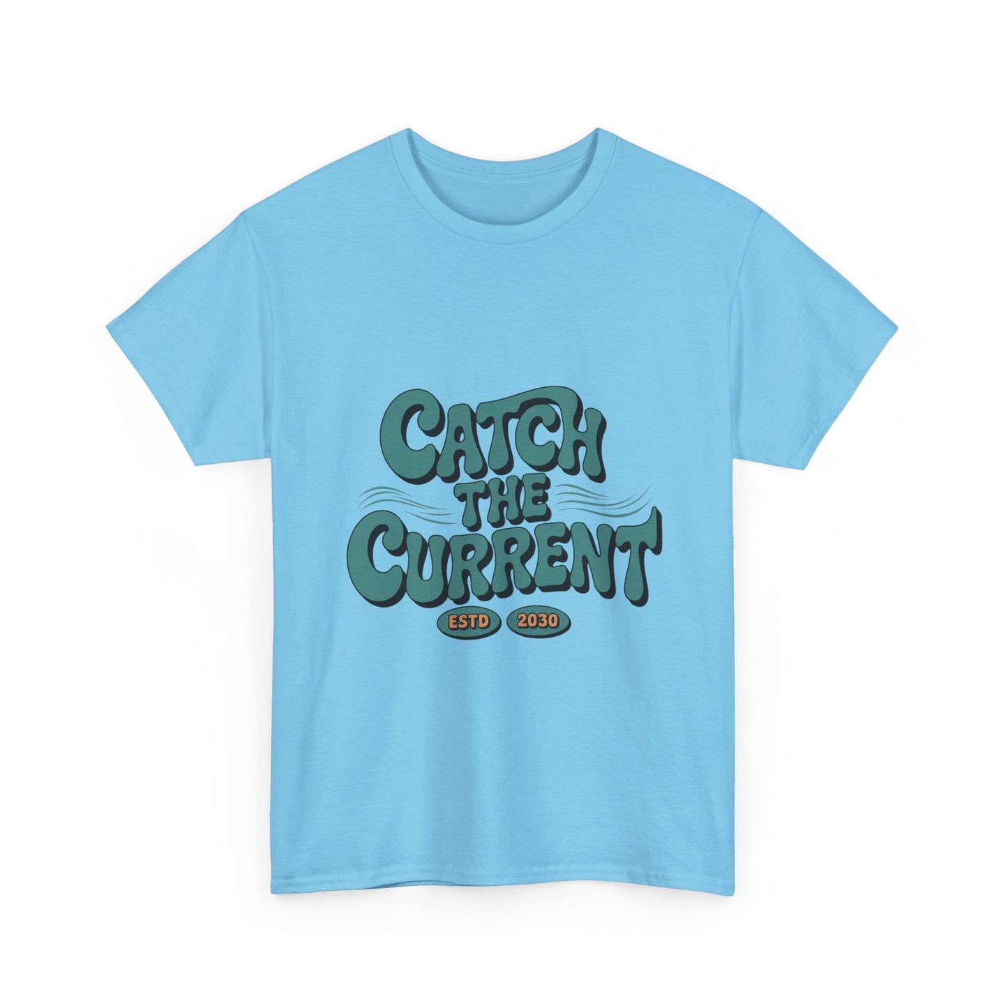 Catch the Current Tee, Relaxed Cotton T-Shirt, Beach Vibe Top, Casual Wear, Perfect Gift for Surfers, Summer Fun