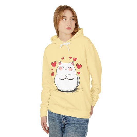 Cute Cat Love Lightweight Hooded Sweatshirt