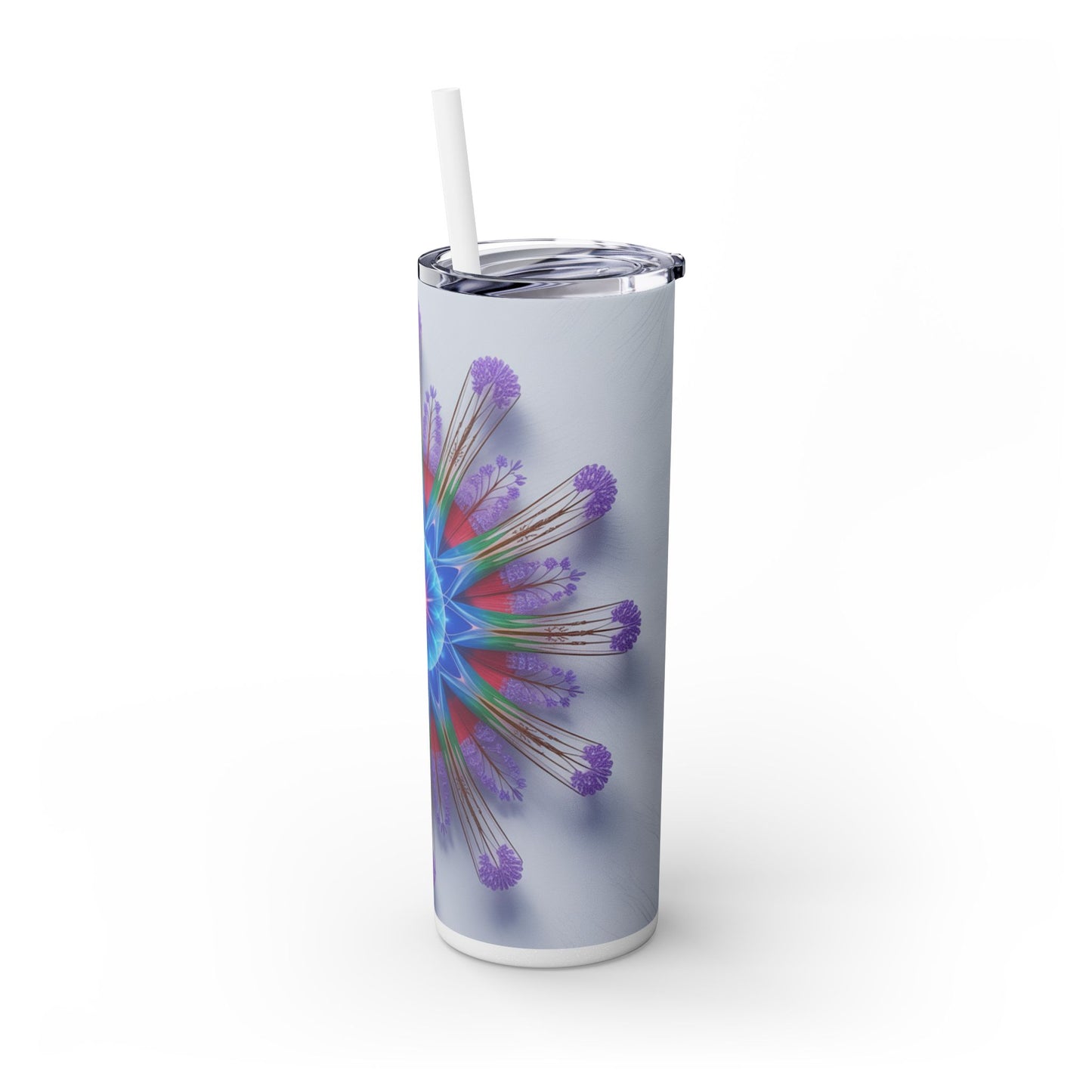 Vibrant Floral Skinny Tumbler with Straw, Flower Pattern Drink Cup, Eco-Friendly Travel Mug, Perfect for Summer Parties, Gifts for Her