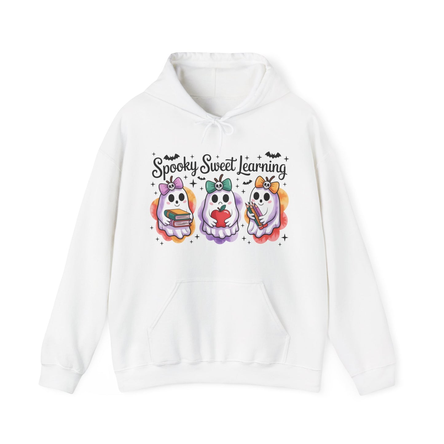 Spooky Sweet Learning Hoodie, Halloween Sweatshirt, Cute Ghost Design, Unisex Pullover, Cozy Gift for Teachers, Fun Spooky Season Apparel