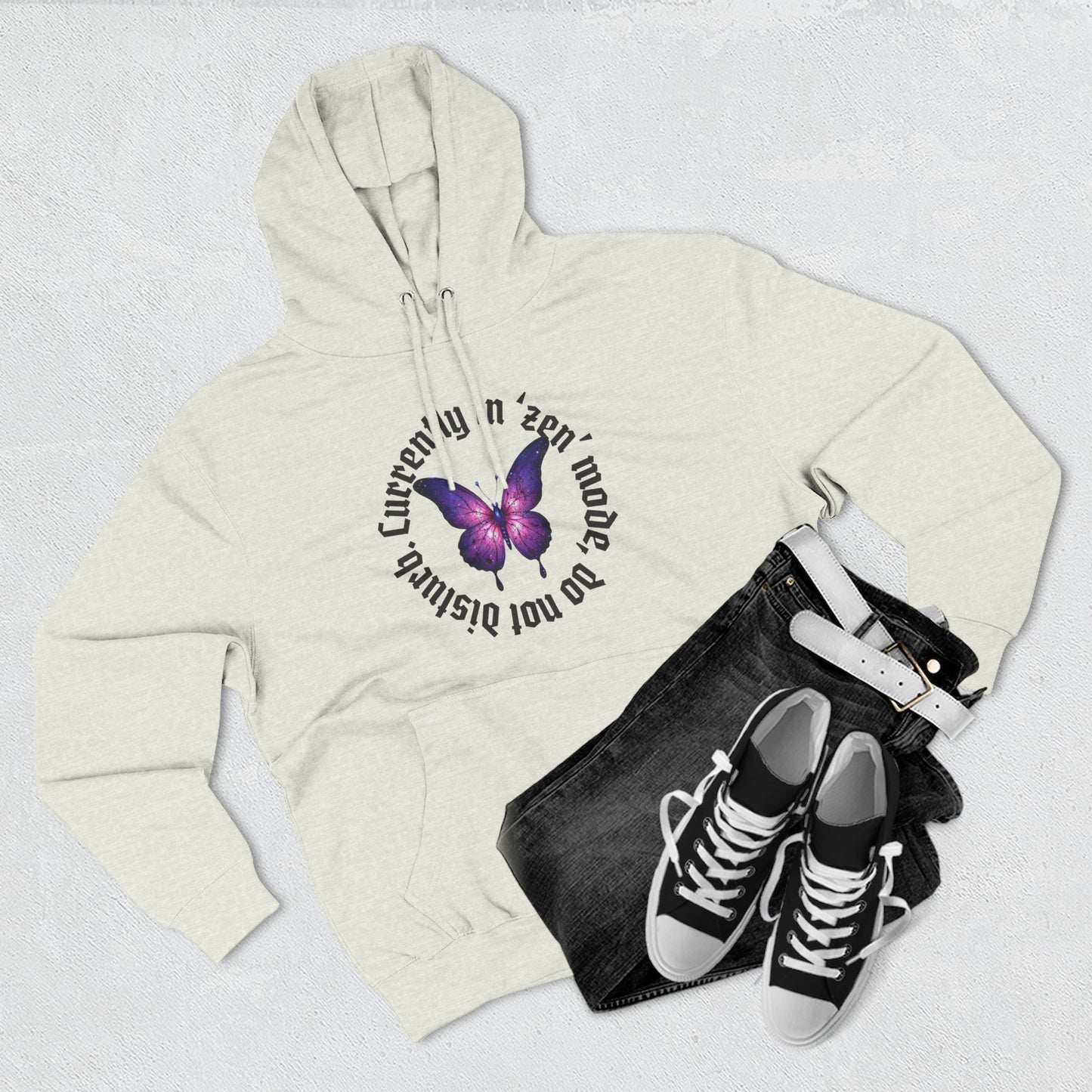 Butterfly Quote Fleece Hoodie - 'Currently in Gear'