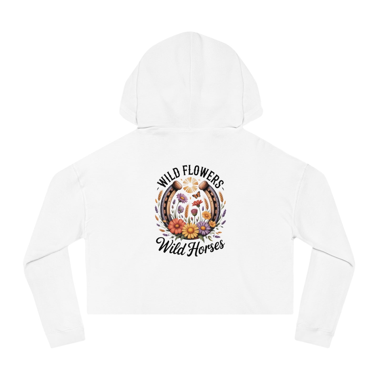 Bohemian Cropped Hoodie, Women’s Fashion Sweatshirt, Floral Design Hoodie, Summer Layering Top, Wildflowers Sweatshirt