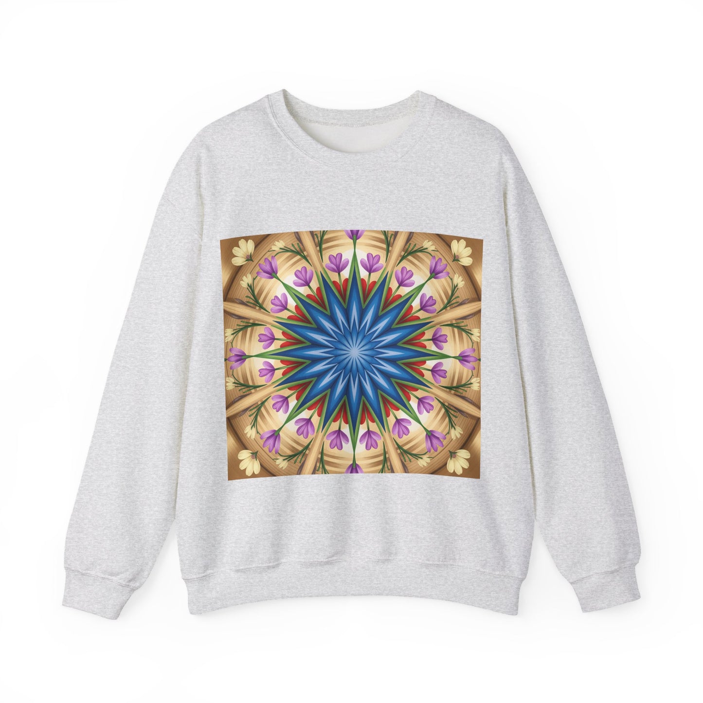 Kaleidoscope Floral Crewneck Sweatshirt, Cozy Sweater for Casual Style, Spring Fashion, Gift for Her, Mandala Art