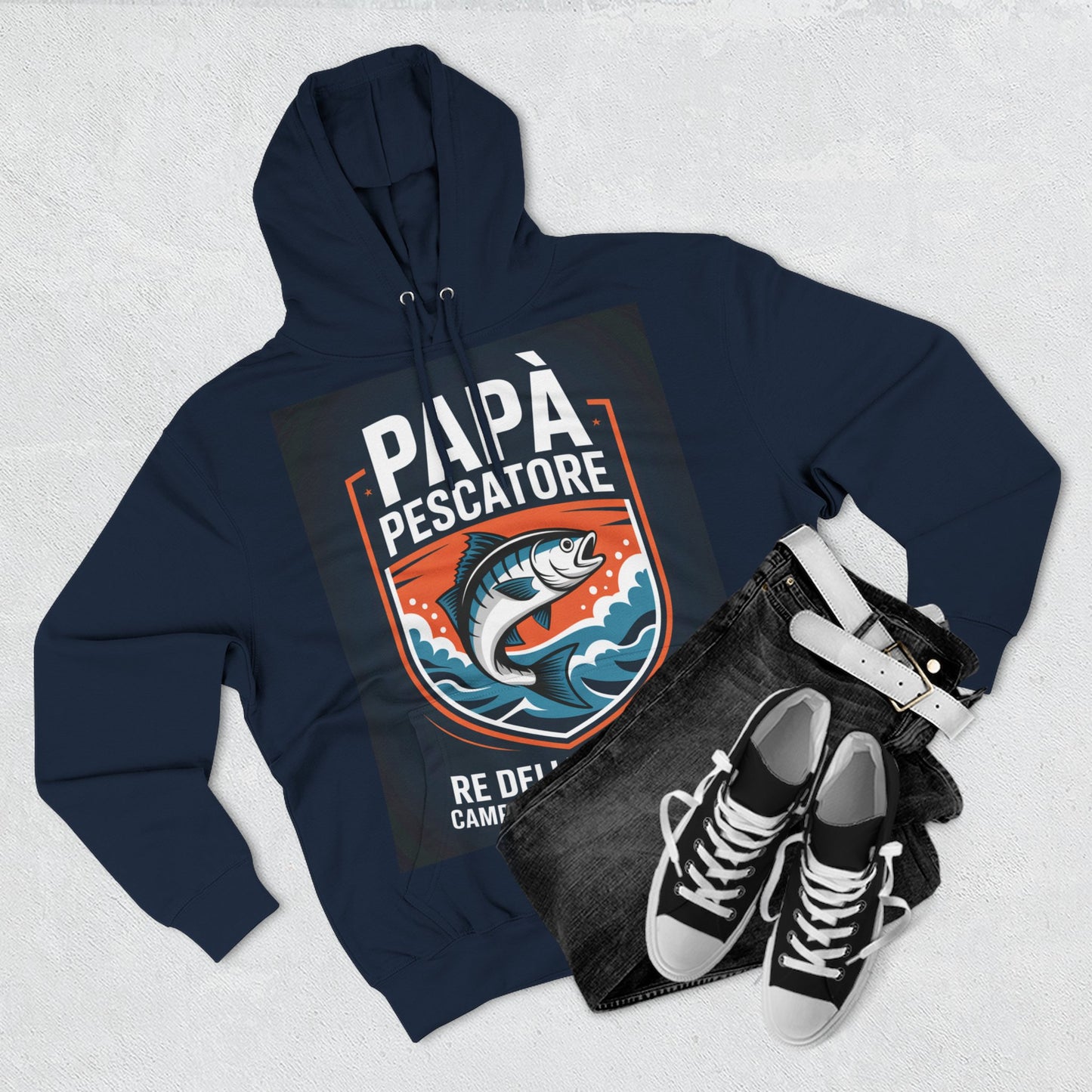 Fishing Dad Fleece Hoodie - Perfect Gift for Pescatore Lovers, Cozy Pullover for Fathers Day, Fishing Enthusiasts, Casual Wear, [...]