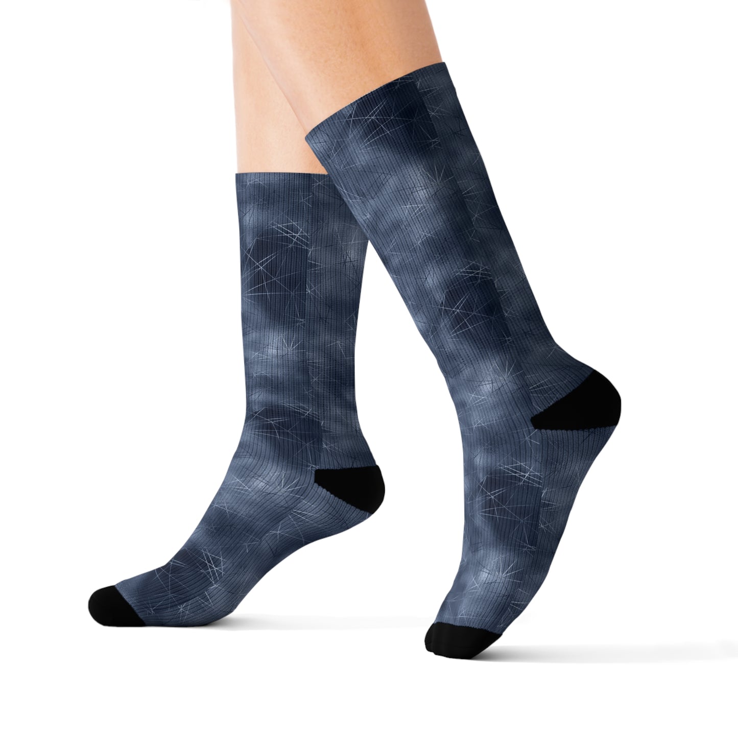Trendy Sublimation Socks - Cozy Blue Tie-Dye Pattern for Daily Wear