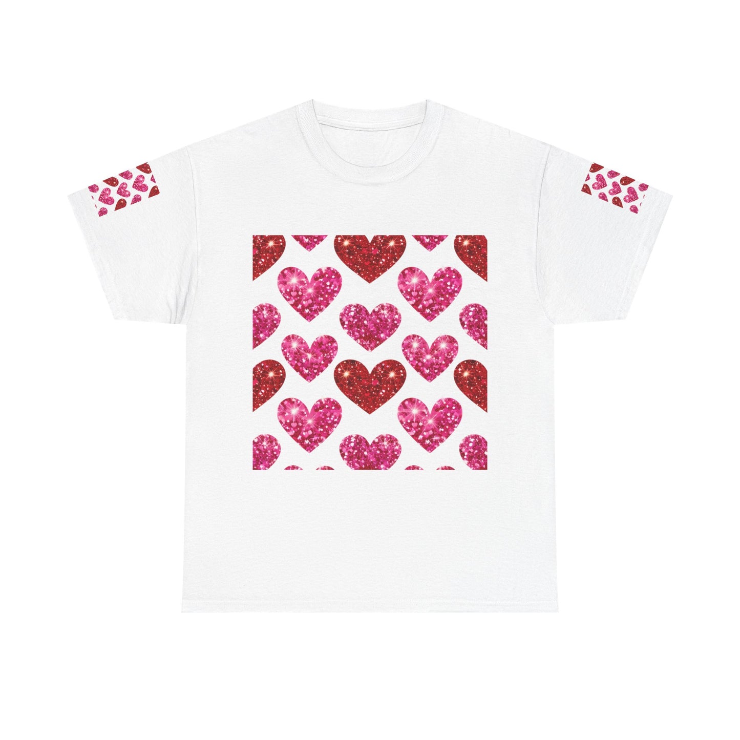 Sparkling Hearts Cotton Tee - Perfect for Valentine's Day & Love Celebrations