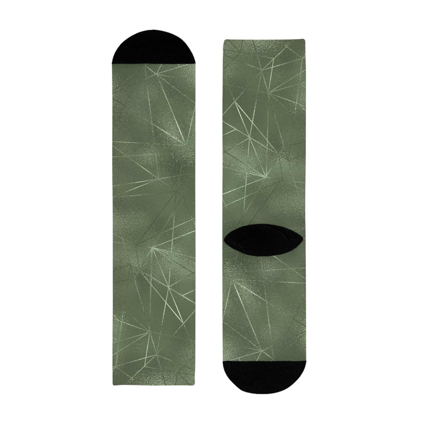 Stylish Sublimation Crew Socks - Trendy Green Pattern for Everyday Comfort