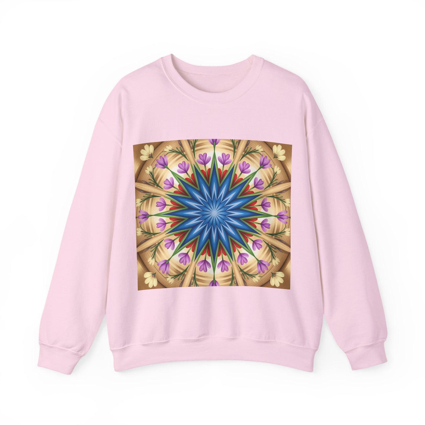 Kaleidoscope Floral Crewneck Sweatshirt, Cozy Sweater for Casual Style, Spring Fashion, Gift for Her, Mandala Art