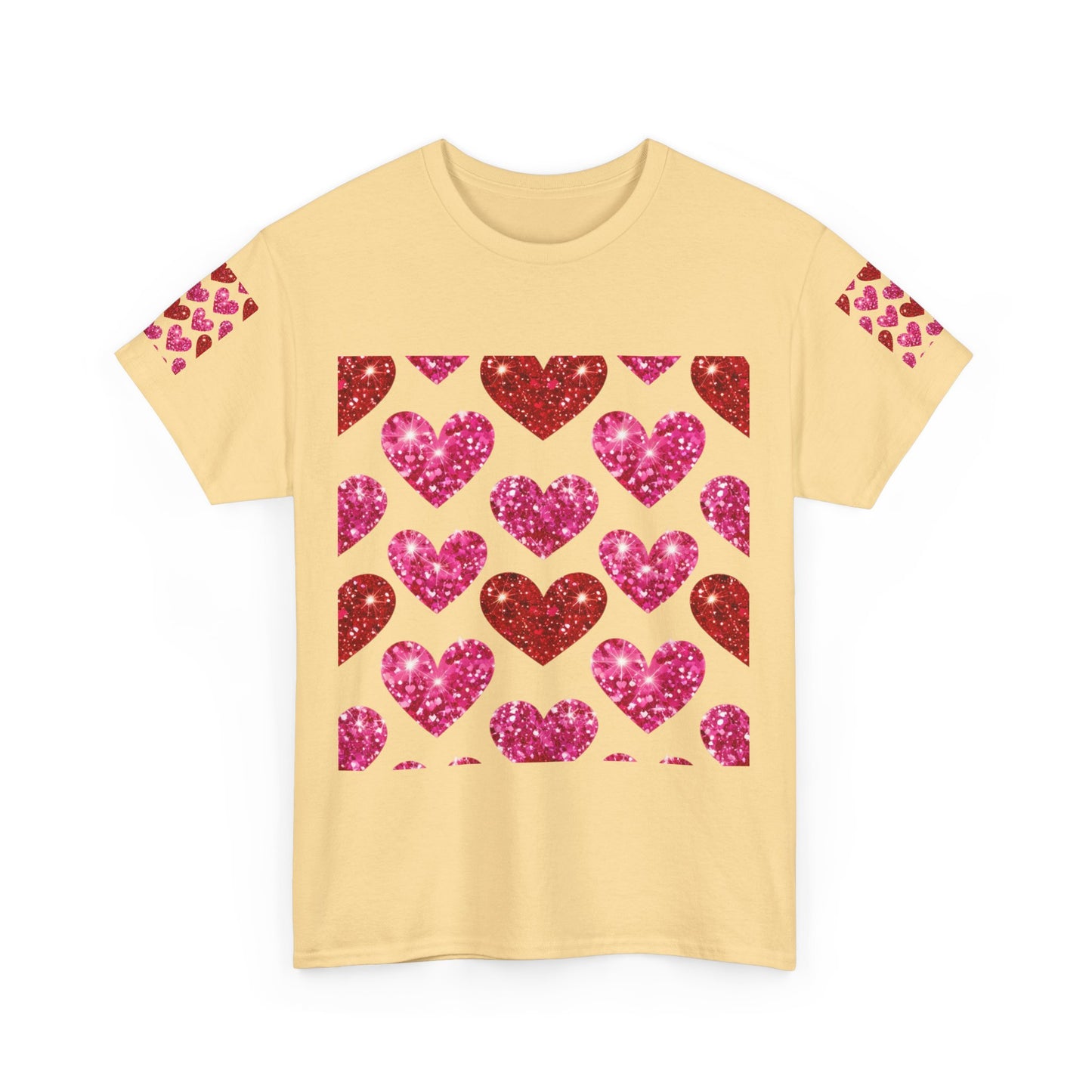 Sparkling Hearts Cotton Tee - Perfect for Valentine's Day & Love Celebrations