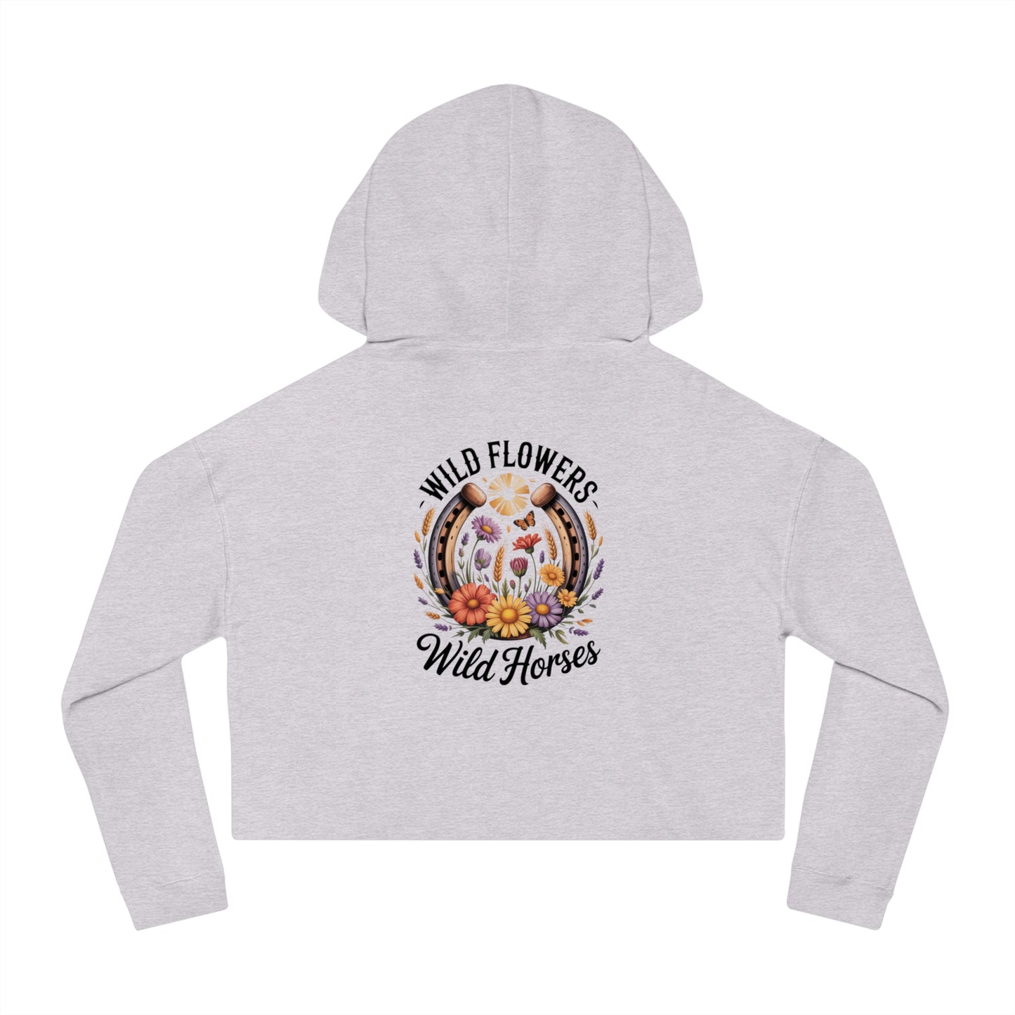 Bohemian Cropped Hoodie, Women’s Fashion Sweatshirt, Floral Design Hoodie, Summer Layering Top, Wildflowers Sweatshirt