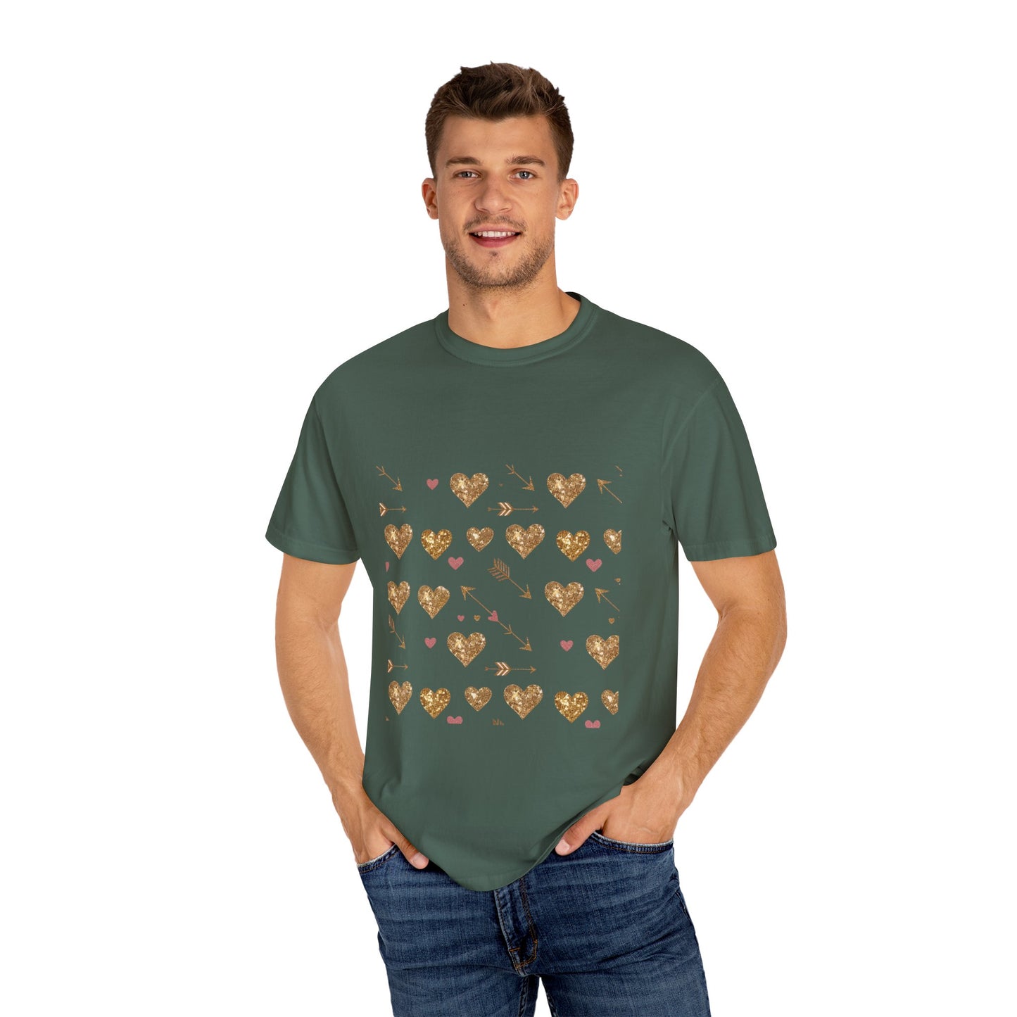 Camiseta de mujer con estampado de corazón dorado: perfecta para el amor cotidiano 