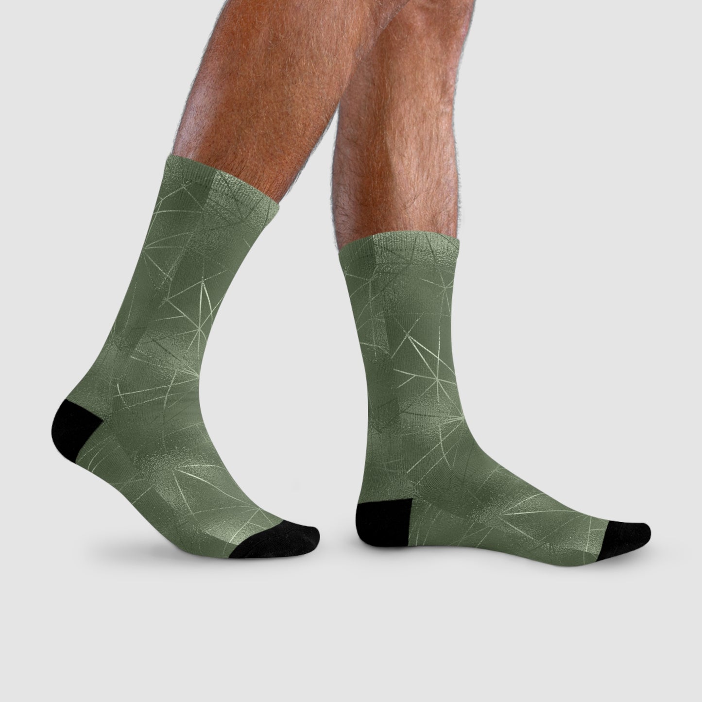 Stylish Sublimation Crew Socks - Trendy Green Pattern for Everyday Comfort