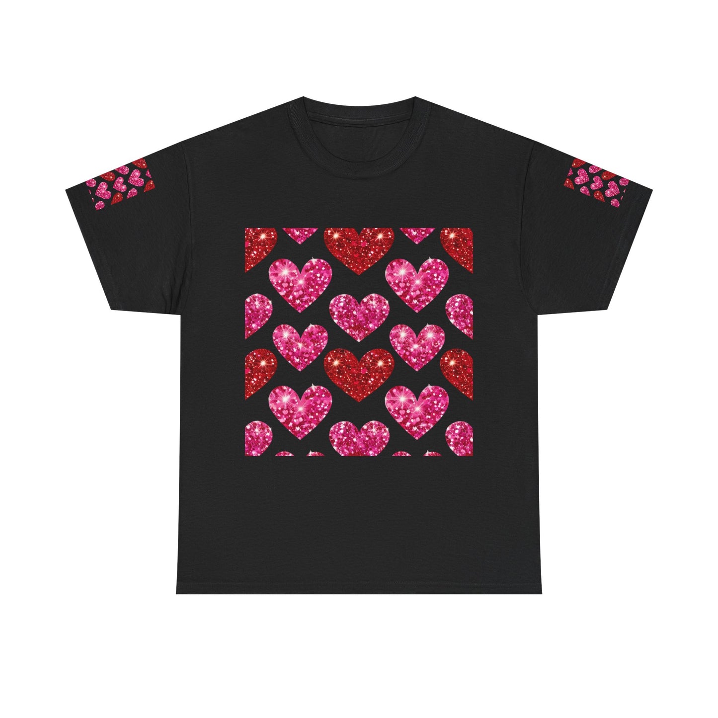Sparkling Hearts Cotton Tee - Perfect for Valentine's Day & Love Celebrations