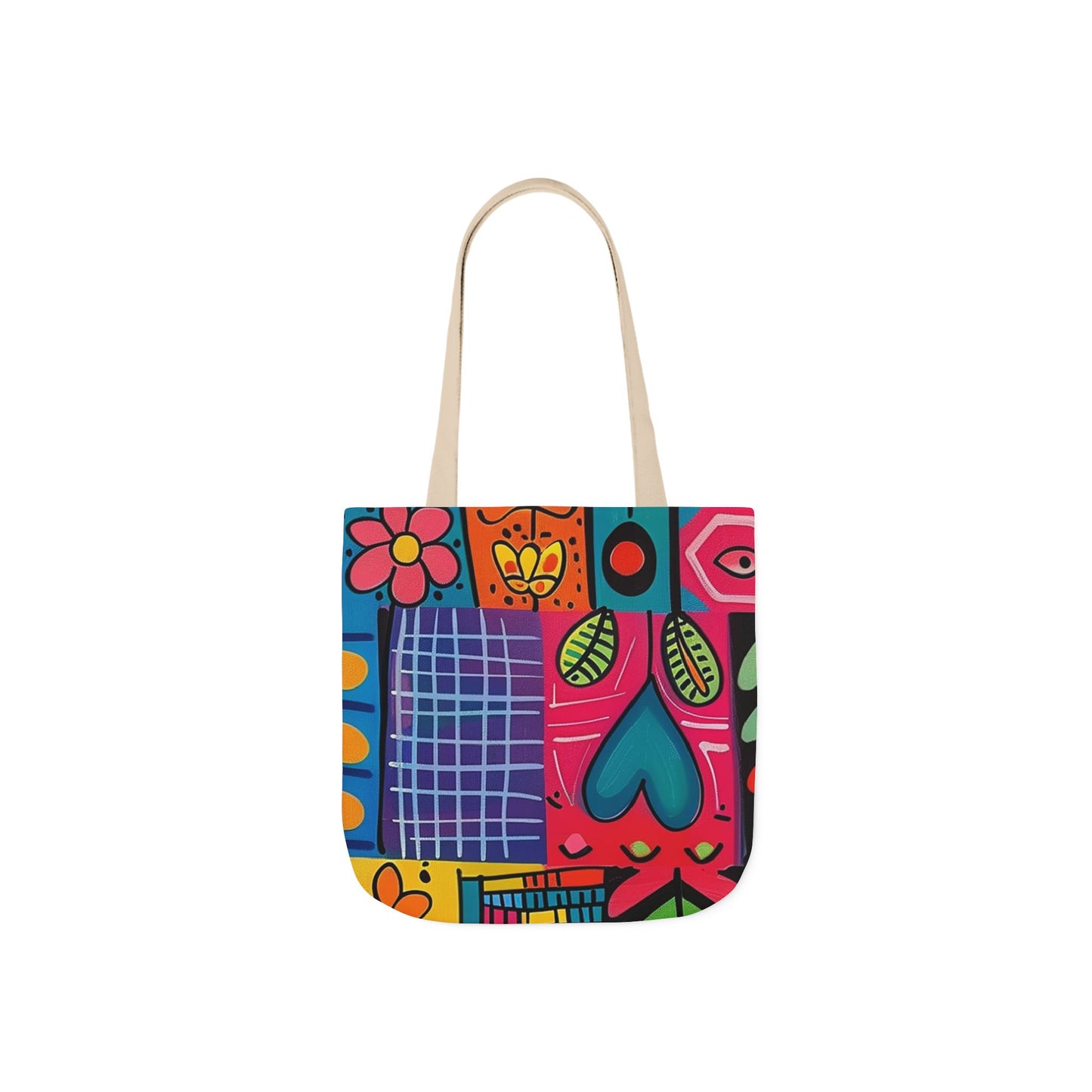 Colorful Canvas Tote Bag with 5-Color Straps - Perfect for Spring & Summer Outings