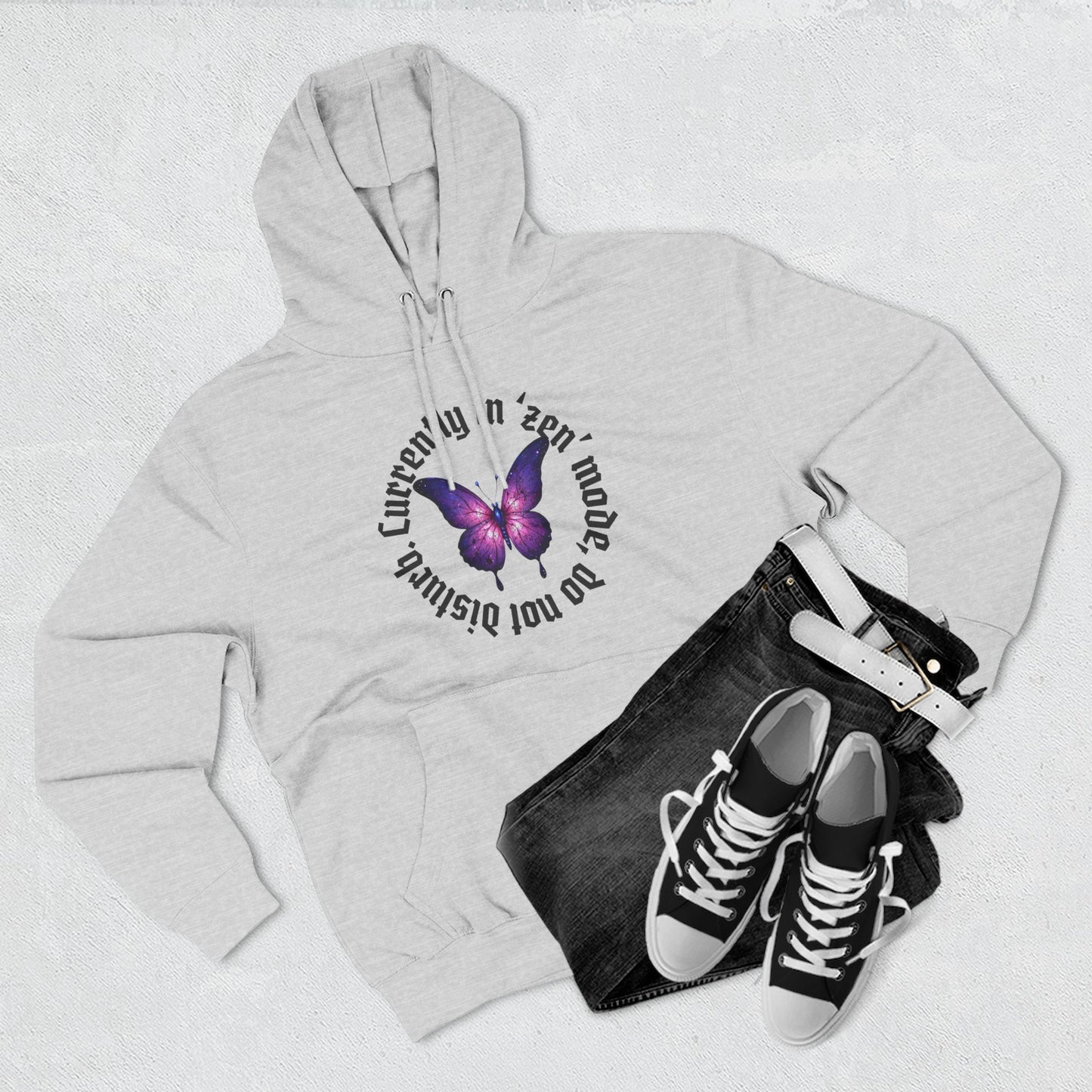 Butterfly Quote Fleece Hoodie - 'Currently in Gear'