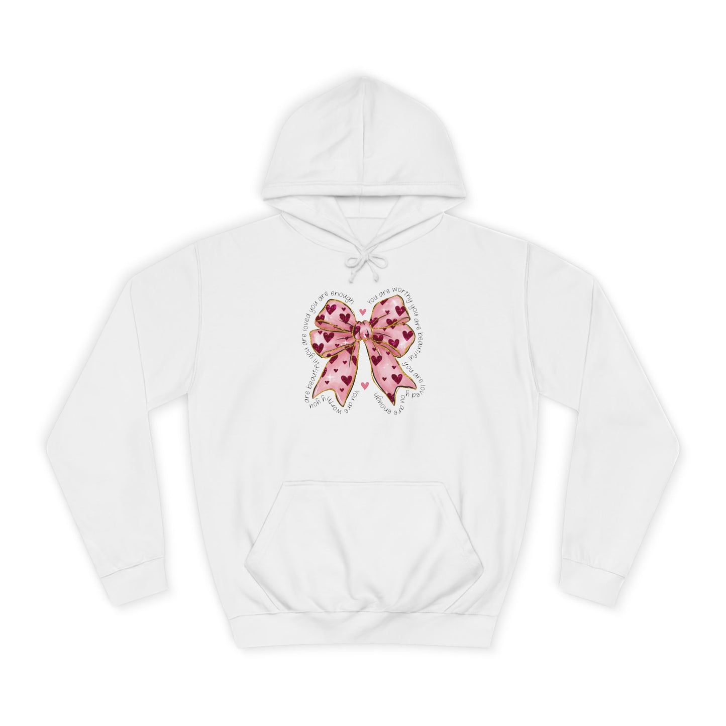 Cute Pink Bow College Hoodie - Stylish & Comfy