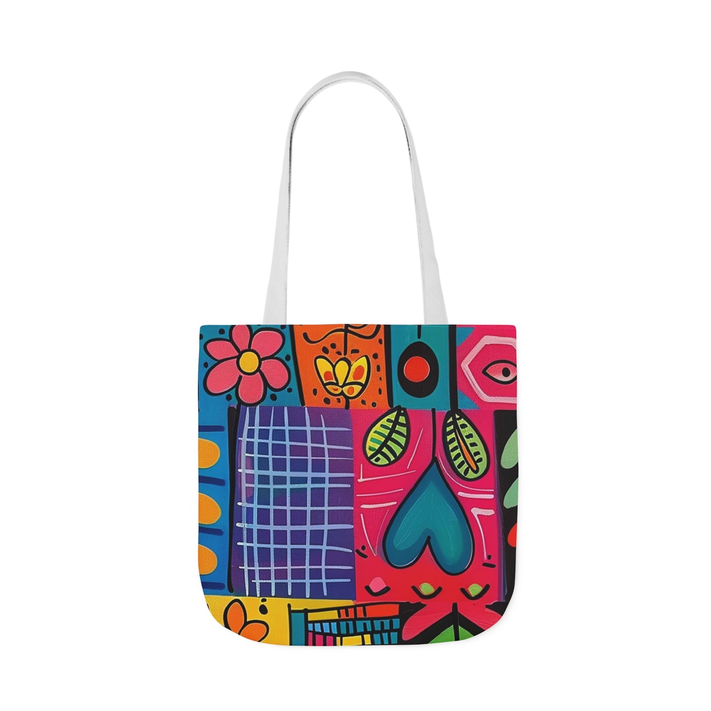 Colorful Canvas Tote Bag with 5-Color Straps - Perfect for Spring & Summer Outings
