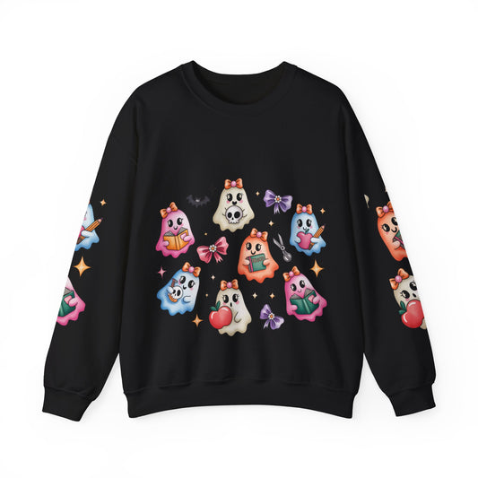 Cute Ghosts Women Crewneck Sweatshirt, Cozy Halloween Apparel, Spooky Season Outfit, Gift for Ghost Lovers, Funny Sweatshirt for Fall