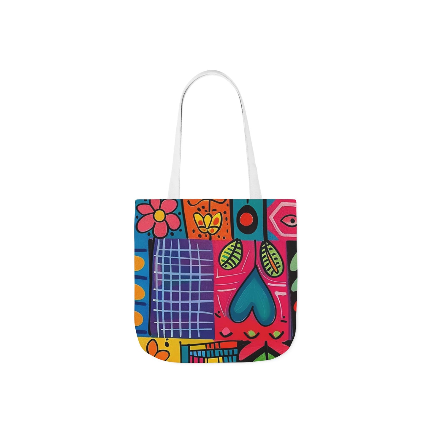 Colorful Canvas Tote Bag with 5-Color Straps - Perfect for Spring & Summer Outings