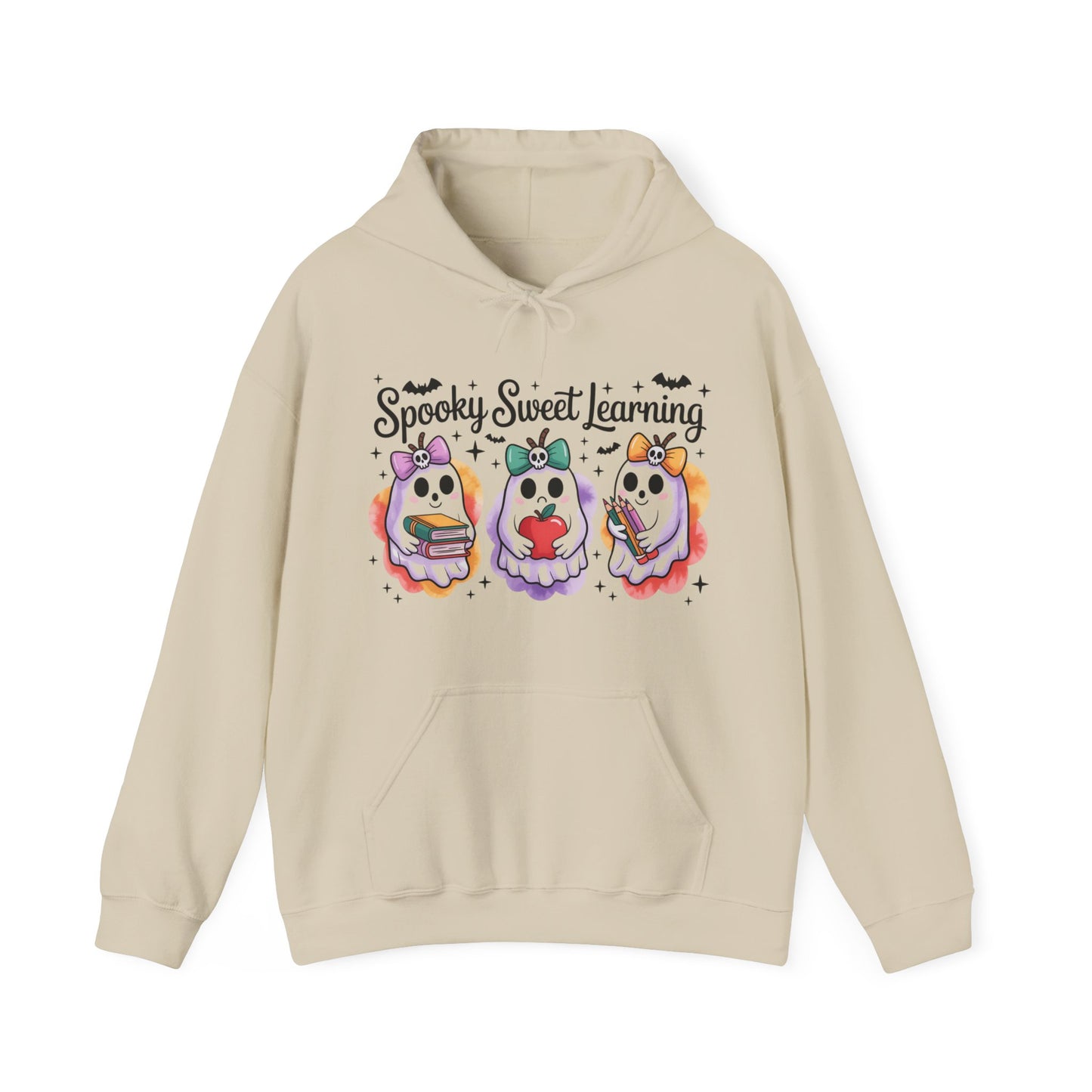 Spooky Sweet Learning Hoodie, Halloween Sweatshirt, Cute Ghost Design, Unisex Pullover, Cozy Gift for Teachers, Fun Spooky Season Apparel