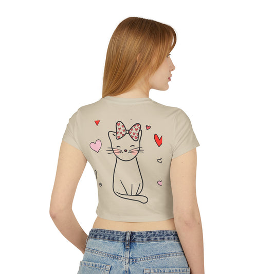 Cute Cat Love Women's Baby Tee - Adorable Heart Design