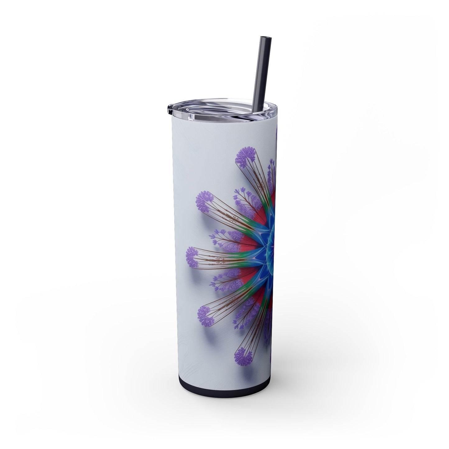 Vibrant Floral Skinny Tumbler with Straw, Flower Pattern Drink Cup, Eco-Friendly Travel Mug, Perfect for Summer Parties, Gifts for Her