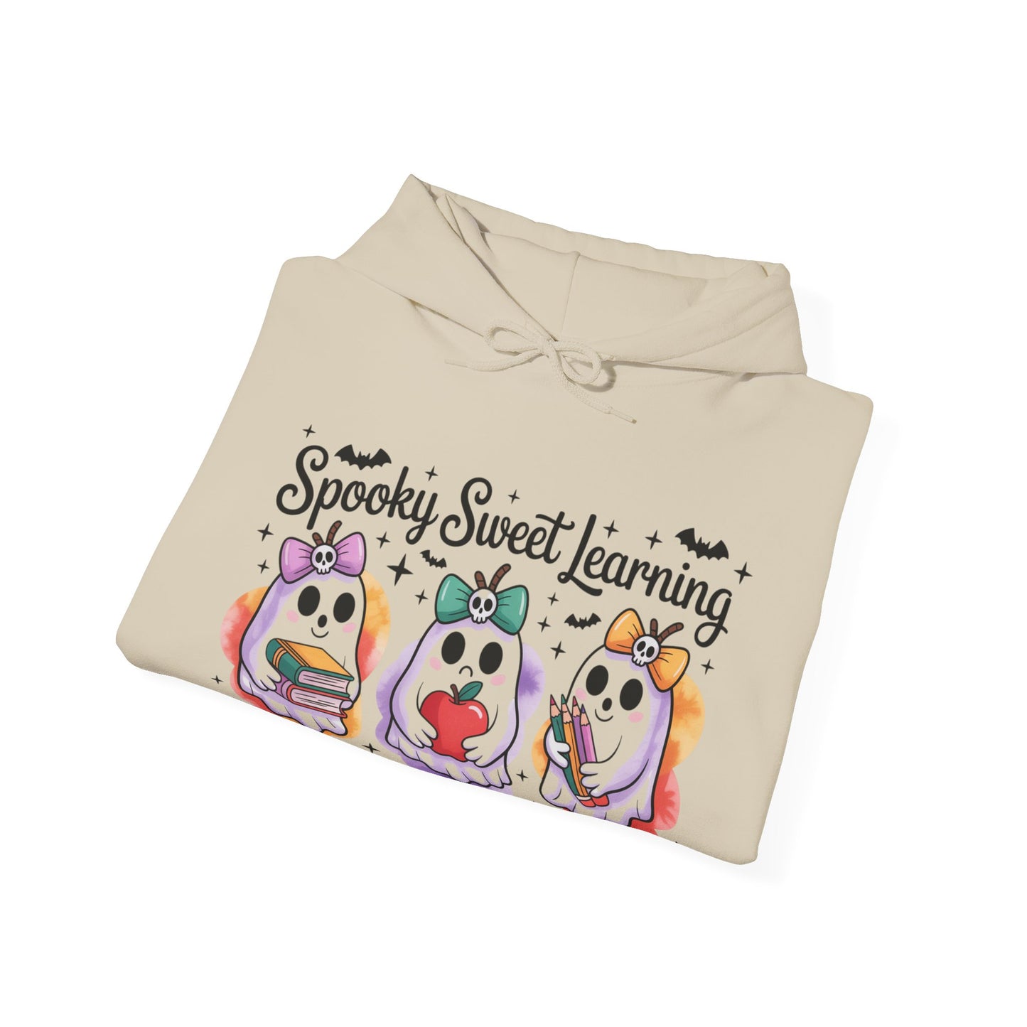 Spooky Sweet Learning Hoodie, Halloween Sweatshirt, Cute Ghost Design, Unisex Pullover, Cozy Gift for Teachers, Fun Spooky Season Apparel