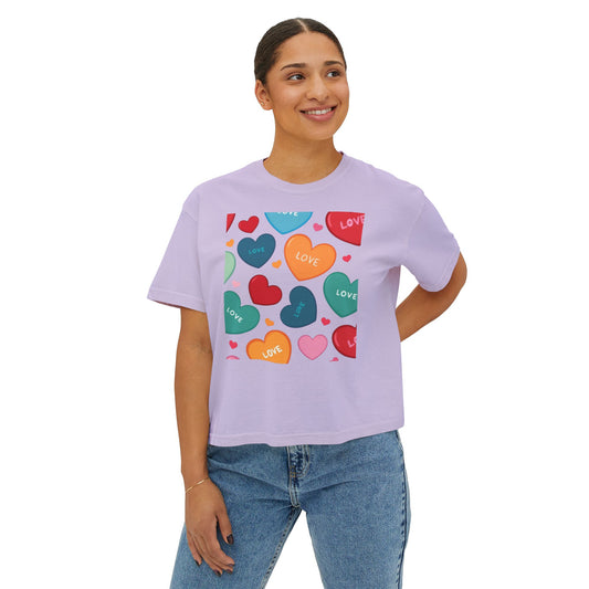 Camiseta con estampado de corazón para mujer Love Boxy Tee 