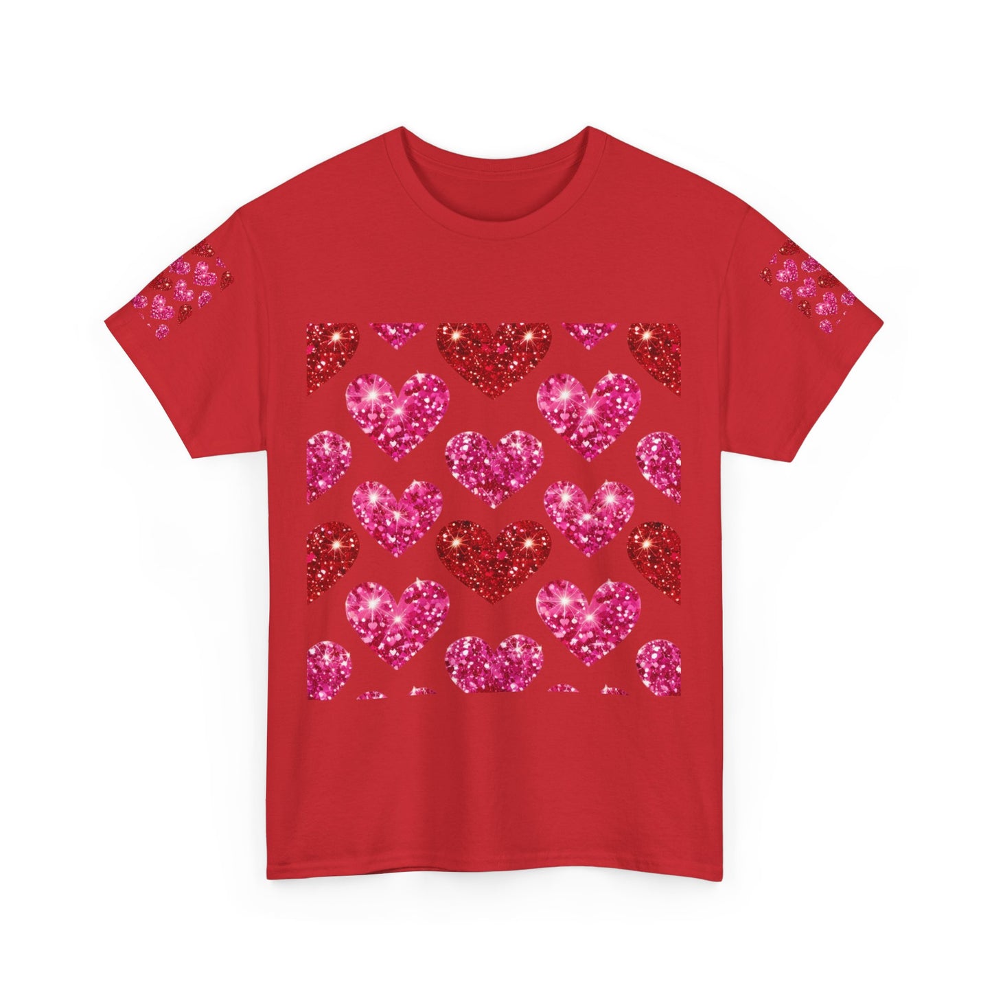 Sparkling Hearts Cotton Tee - Perfect for Valentine's Day & Love Celebrations