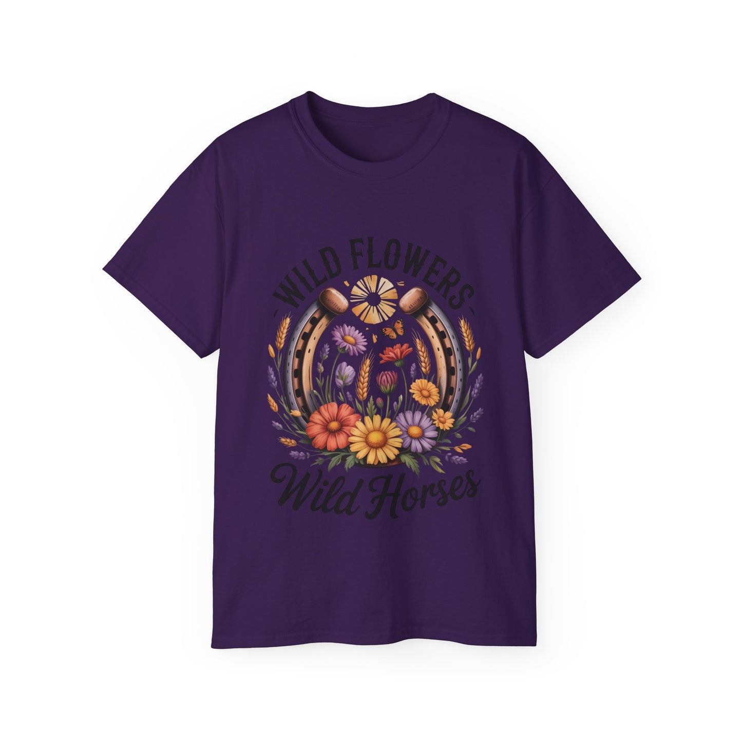 Wild Flowers Wild Horses Tee, Nature Lover Shirt, Equestrian Gift, Floral Graphic T-Shirt, Summer Fashion, Boho Style