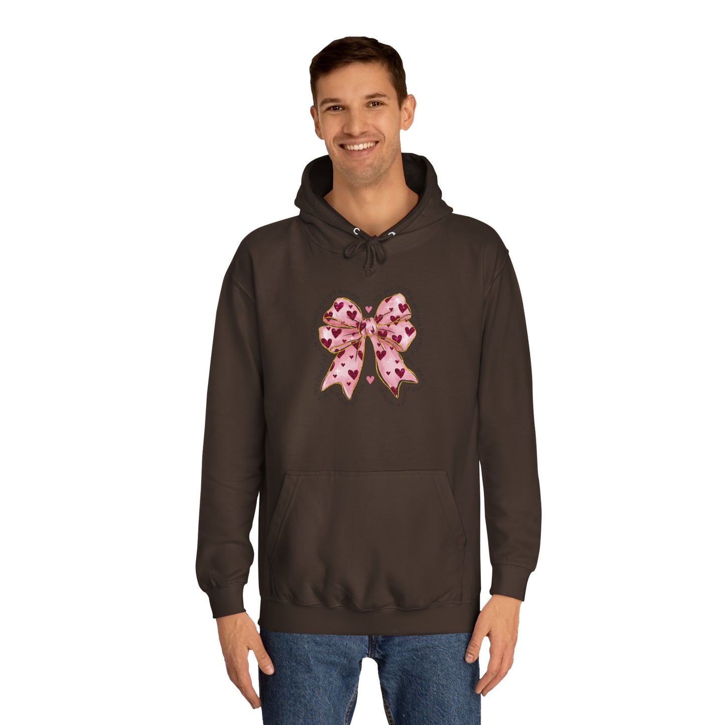 Cute Pink Bow College Hoodie - Stylish & Comfy