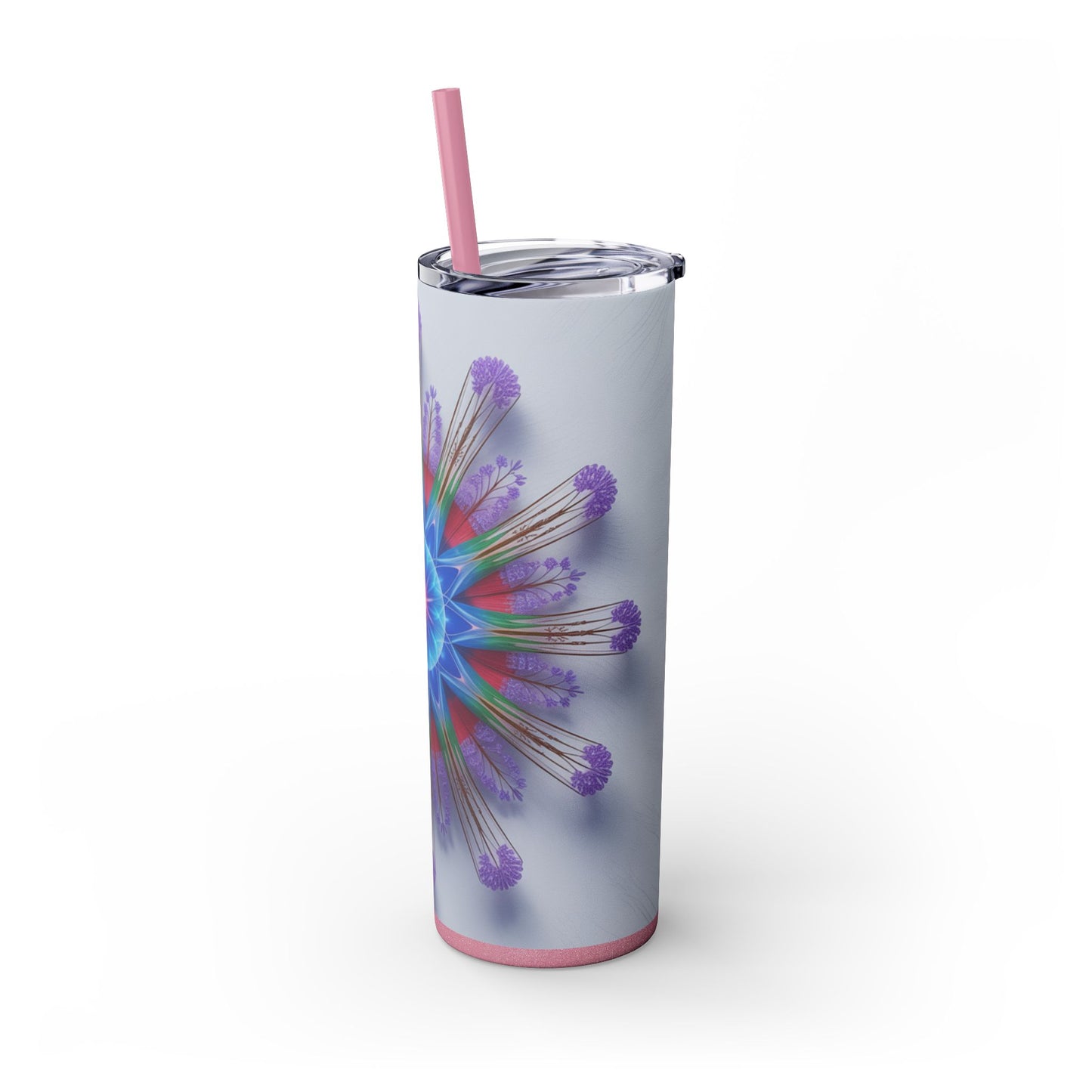 Vibrant Floral Skinny Tumbler with Straw, Flower Pattern Drink Cup, Eco-Friendly Travel Mug, Perfect for Summer Parties, Gifts for Her