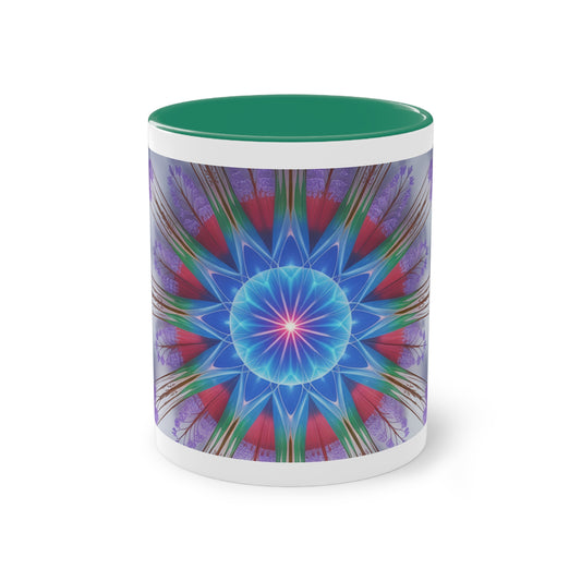 Kaleidoscope Two-Tone Coffee Mug - Vibrant Art Mug for Home & Office, Unique Gift for Coffee Lovers, Decorative Drinkware
