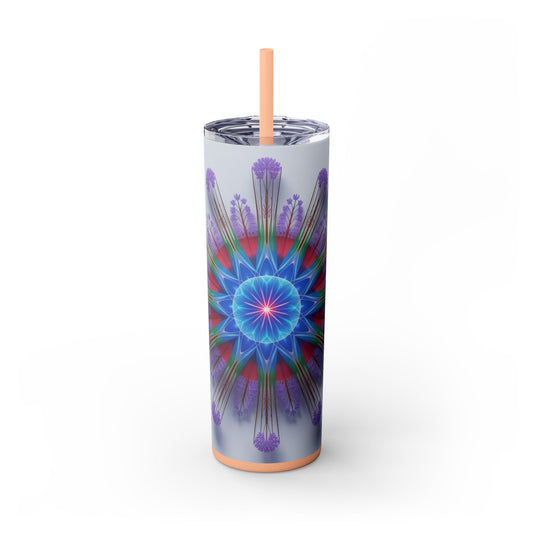 Vibrant Floral Skinny Tumbler with Straw, Flower Pattern Drink Cup, Eco-Friendly Travel Mug, Perfect for Summer Parties, Gifts for Her