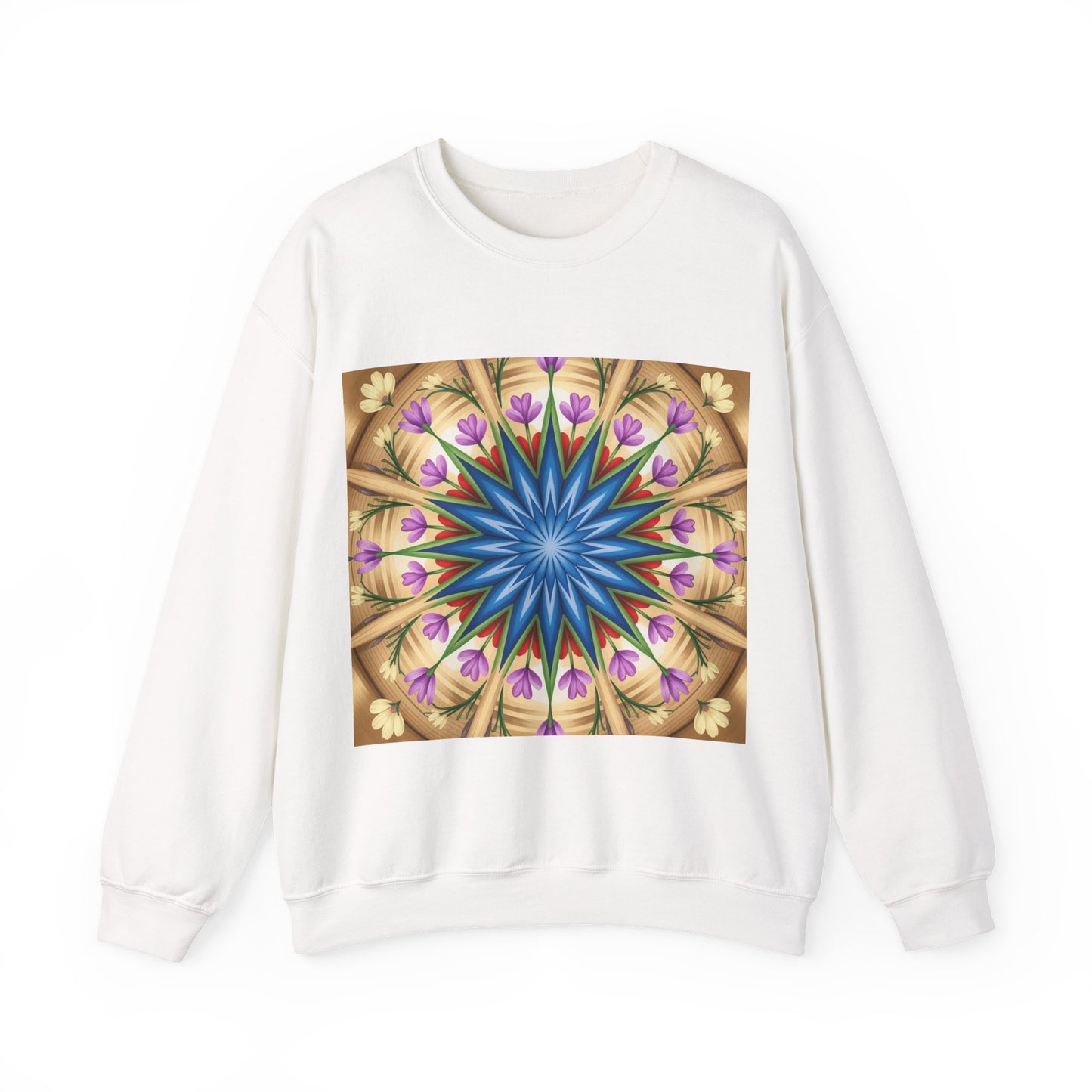 Kaleidoscope Floral Crewneck Sweatshirt, Cozy Sweater for Casual Style, Spring Fashion, Gift for Her, Mandala Art