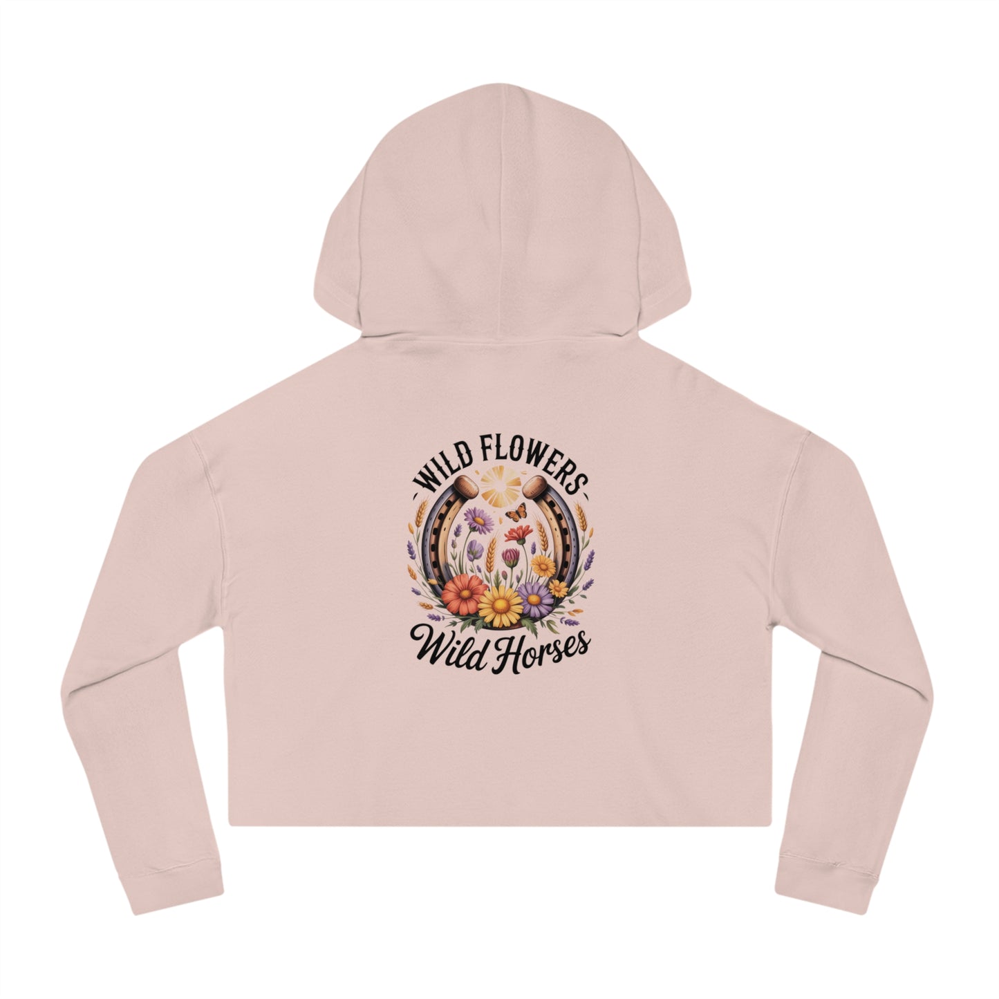 Bohemian Cropped Hoodie, Women’s Fashion Sweatshirt, Floral Design Hoodie, Summer Layering Top, Wildflowers Sweatshirt