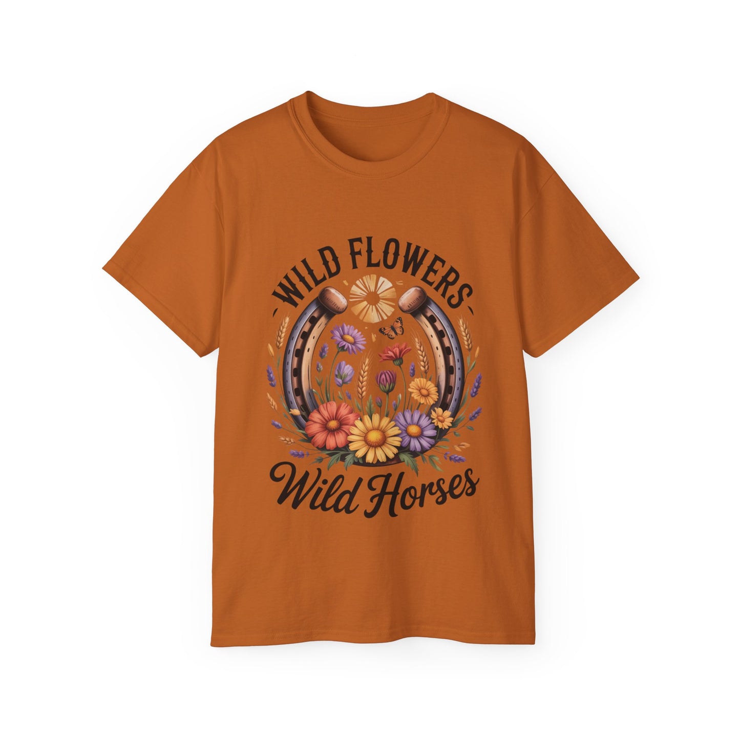Wild Flowers Wild Horses Tee, Nature Lover Shirt, Equestrian Gift, Floral Graphic T-Shirt, Summer Fashion, Boho Style