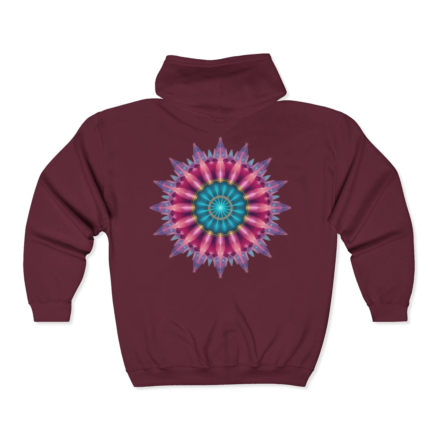 Colorful Mandala Zip-Up Hoodie for Cozy Comfort, Women's Fashion, Festival Wear, Holiday Gift, Art-Inspired Outerwear