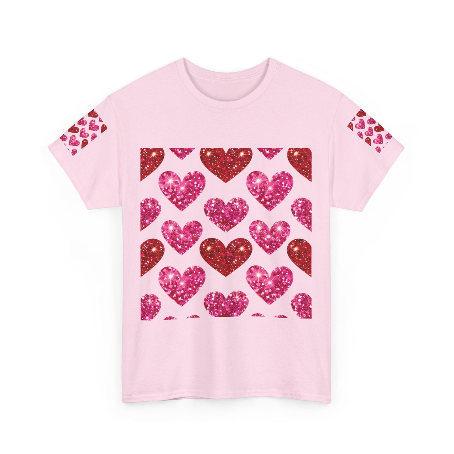 Sparkling Hearts Cotton Tee - Perfect for Valentine's Day & Love Celebrations