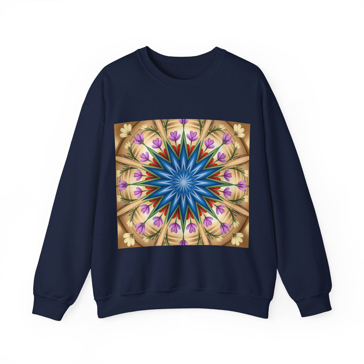 Kaleidoscope Floral Crewneck Sweatshirt, Cozy Sweater for Casual Style, Spring Fashion, Gift for Her, Mandala Art