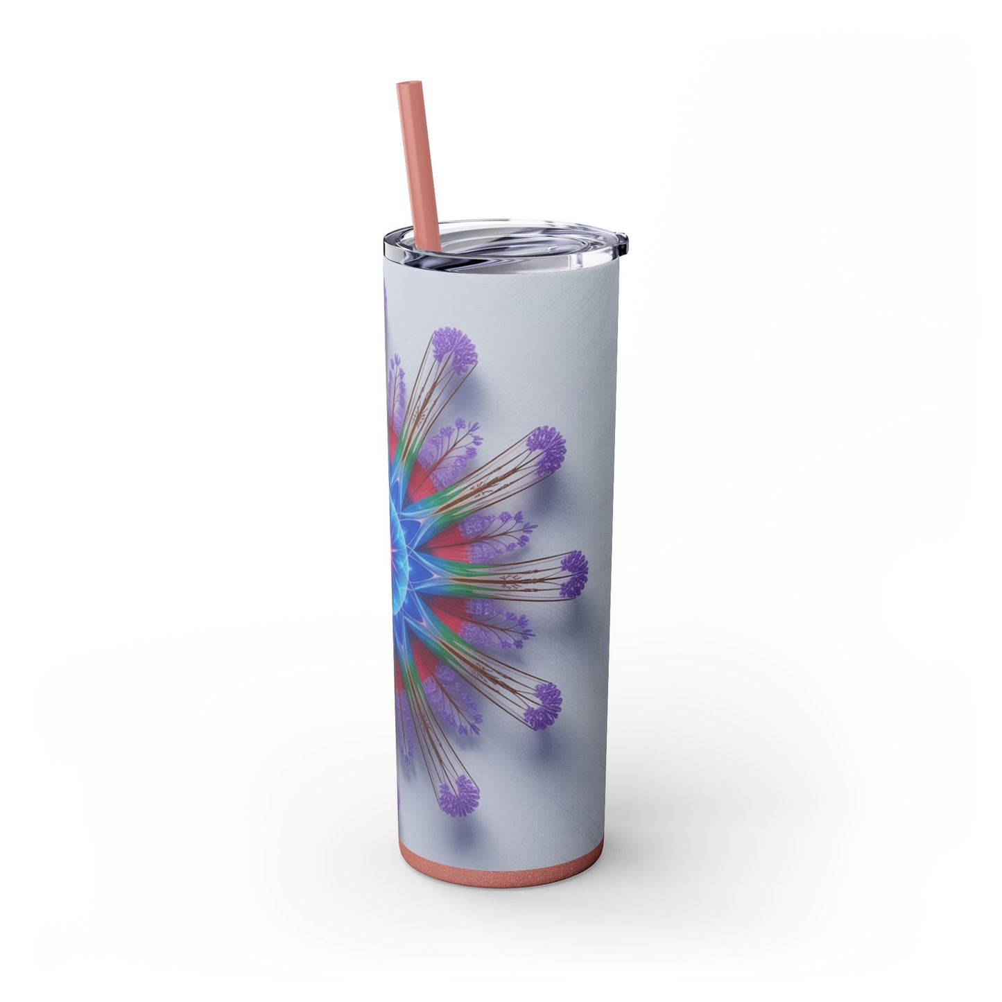 Vibrant Floral Skinny Tumbler with Straw, Flower Pattern Drink Cup, Eco-Friendly Travel Mug, Perfect for Summer Parties, Gifts for Her