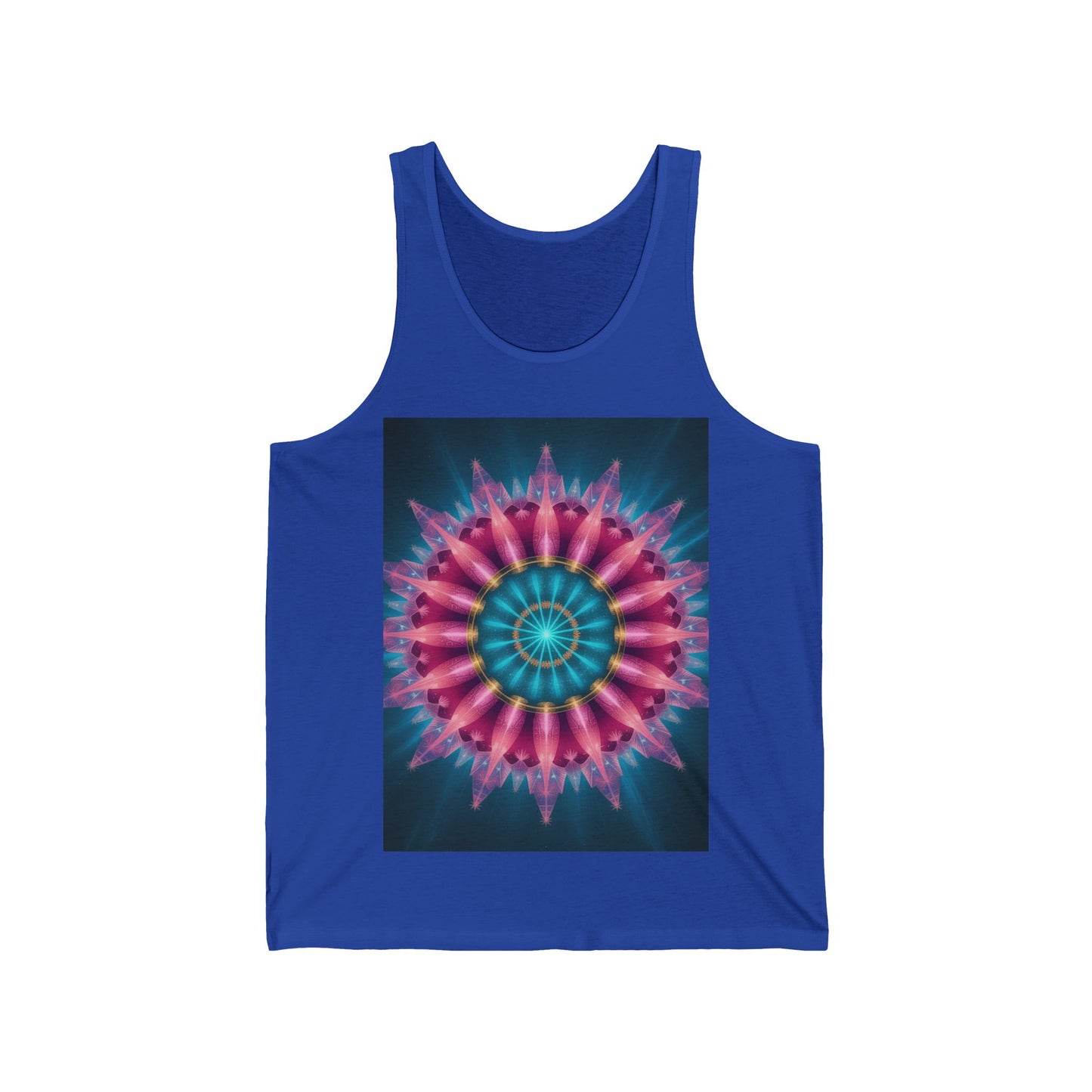 Colorful Mandala Women's Jersey Tank Top, Bohemian Style, Festival Wear, Beach Day Apparel, Unique Graphic Tee, Summer Essential