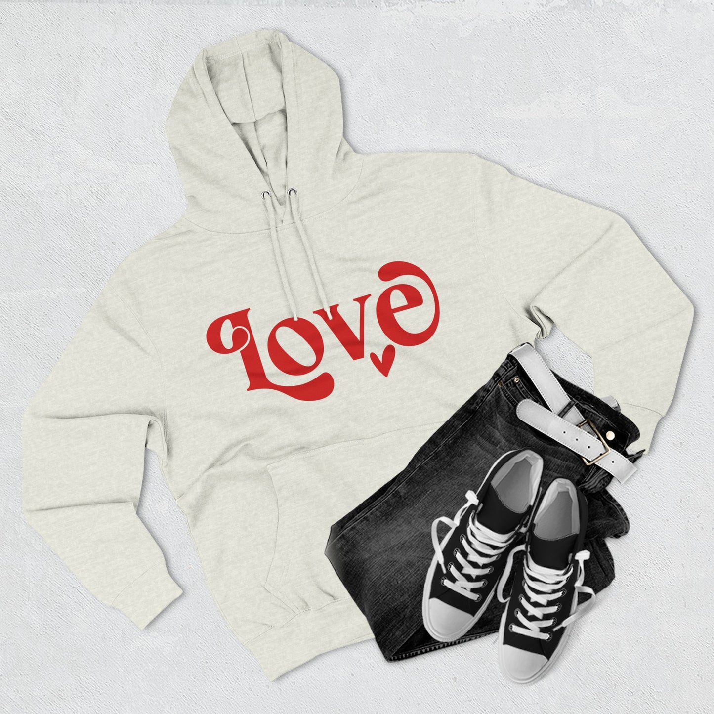 Sudadera con capucha de polar de tres paneles con gráfico Love 