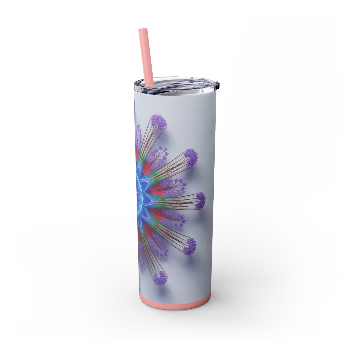 Vibrant Floral Skinny Tumbler with Straw, Flower Pattern Drink Cup, Eco-Friendly Travel Mug, Perfect for Summer Parties, Gifts for Her