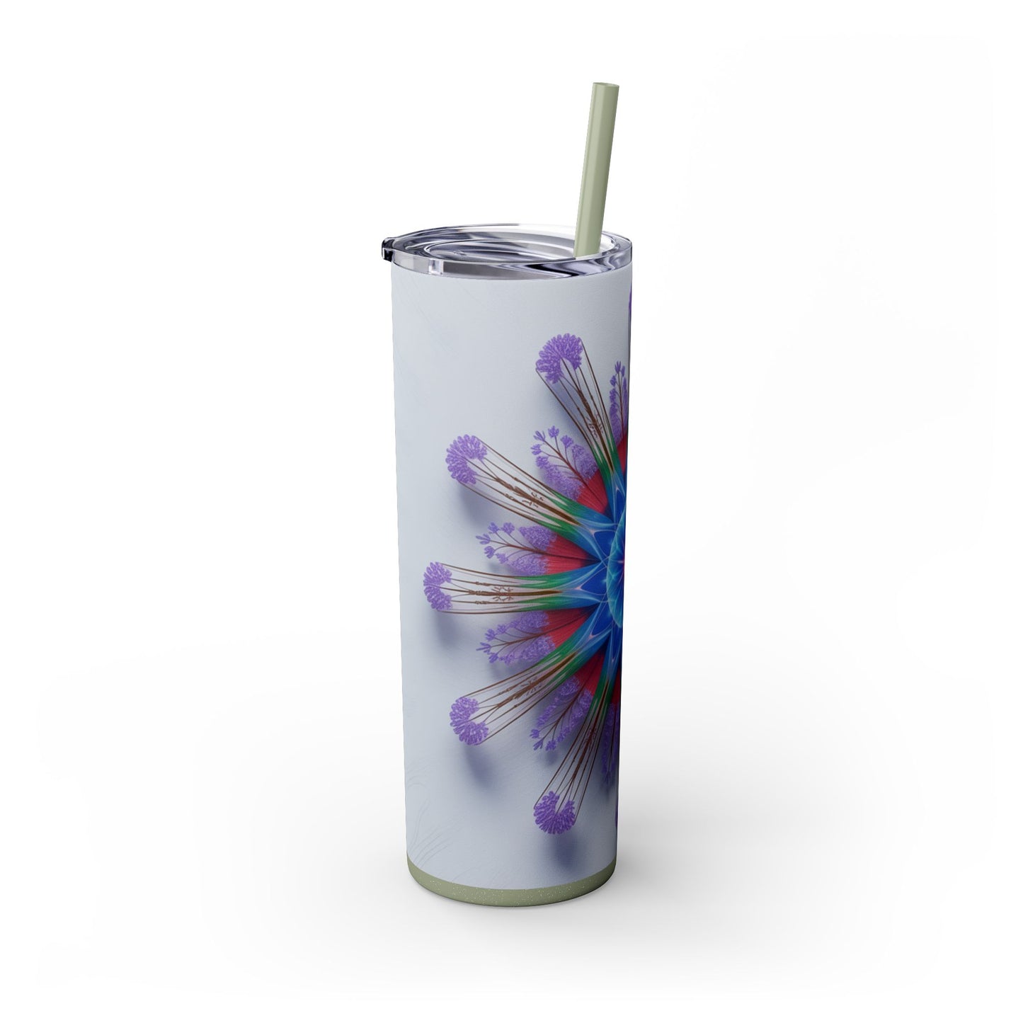 Vibrant Floral Skinny Tumbler with Straw, Flower Pattern Drink Cup, Eco-Friendly Travel Mug, Perfect for Summer Parties, Gifts for Her