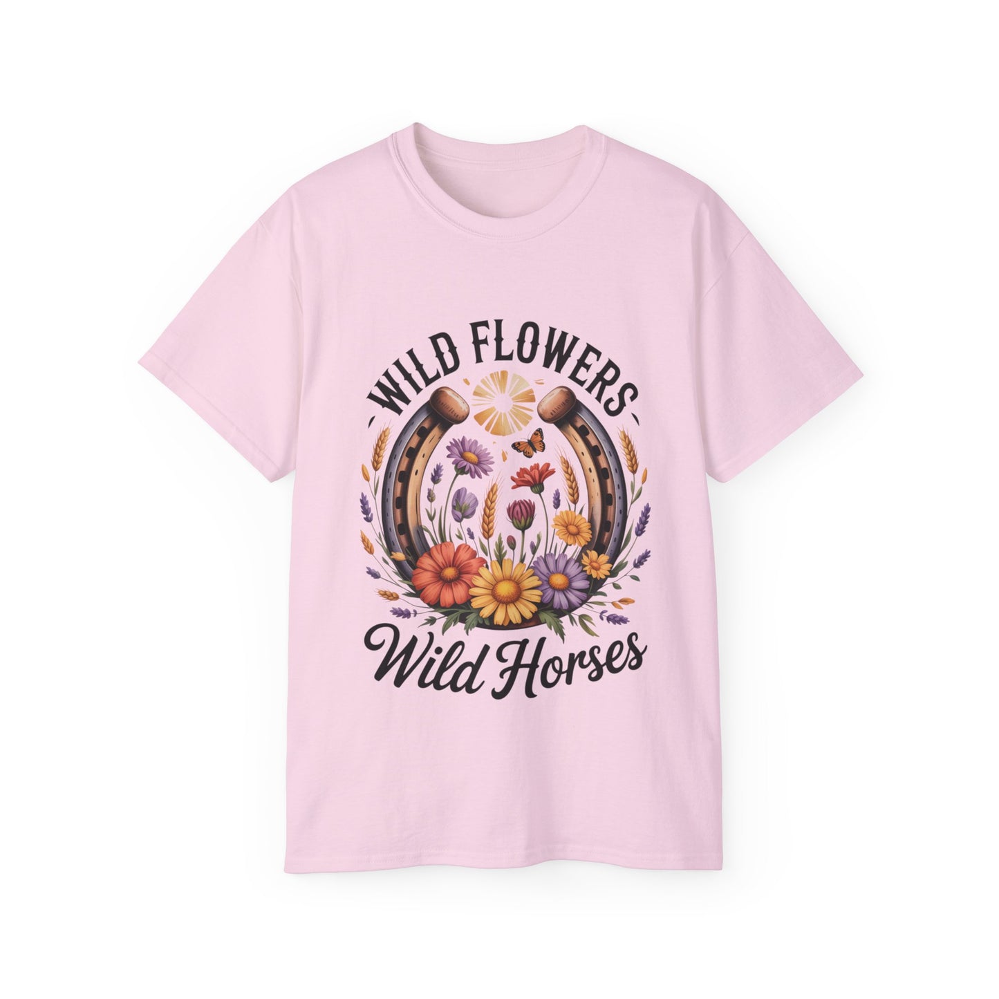 Wild Flowers Wild Horses Tee, Nature Lover Shirt, Equestrian Gift, Floral Graphic T-Shirt, Summer Fashion, Boho Style